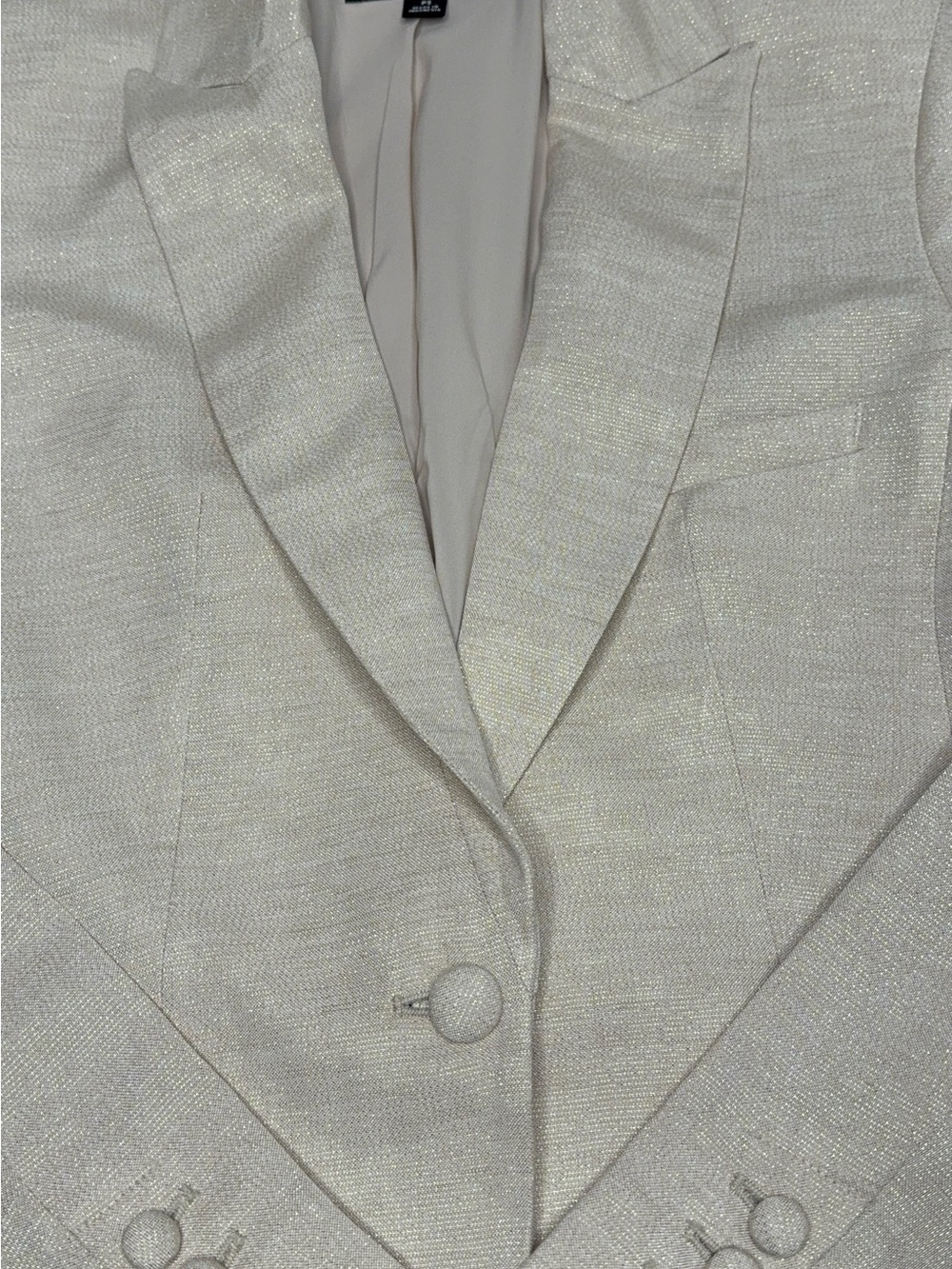 NWOT INC Summer Linen Gold Metallic Beige single-button blazer SP - Picture 8 of 9